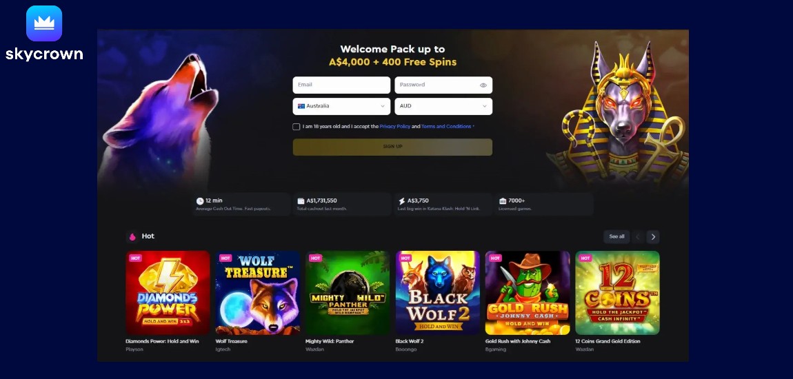Registration on the official website SkyCrown.com